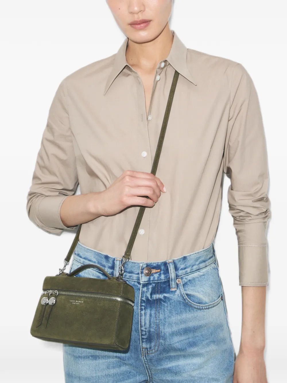 Tory Burch Romy suede Slim top-handle