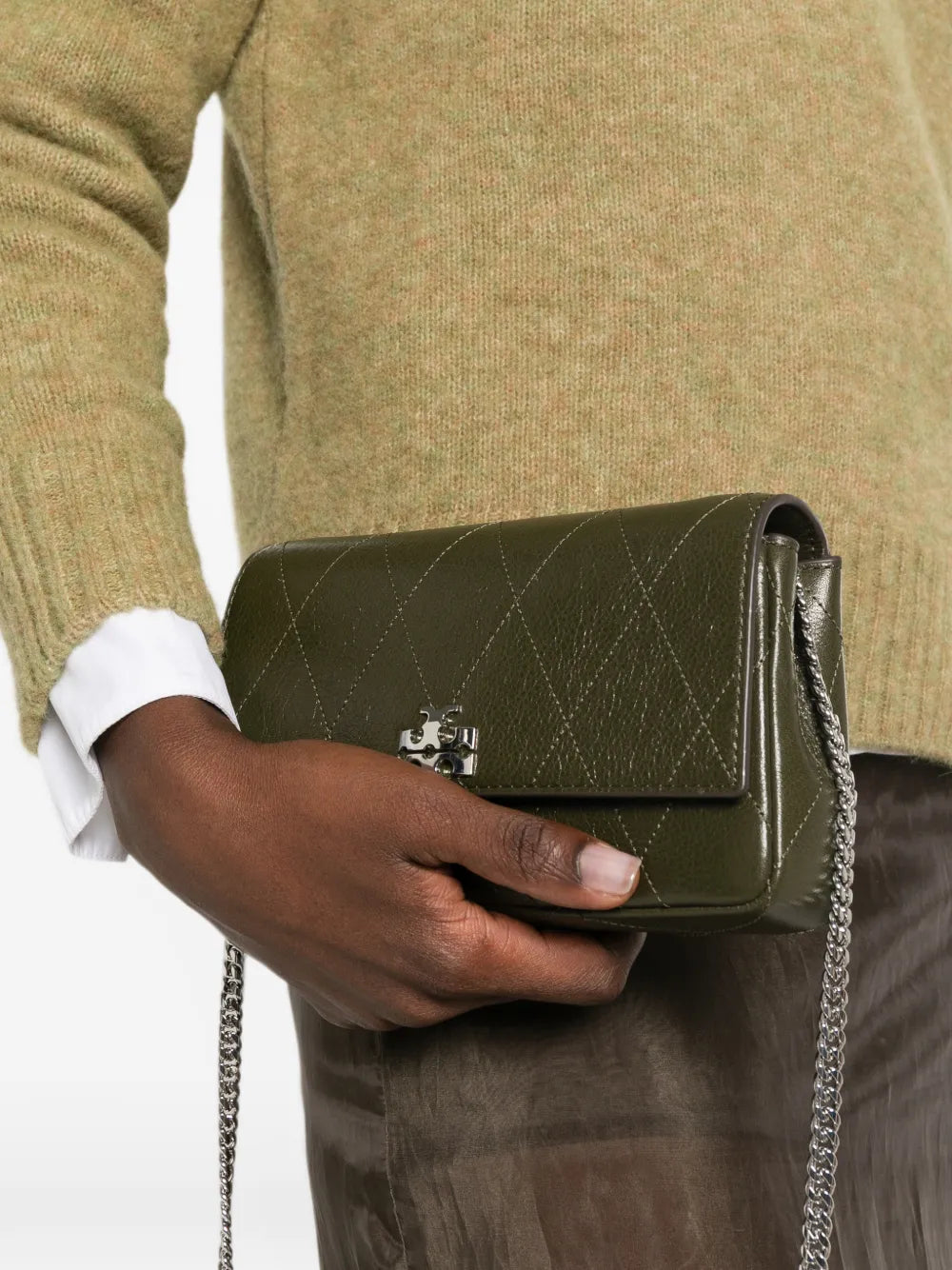 Tory Burch Charlie quilted clutch bag