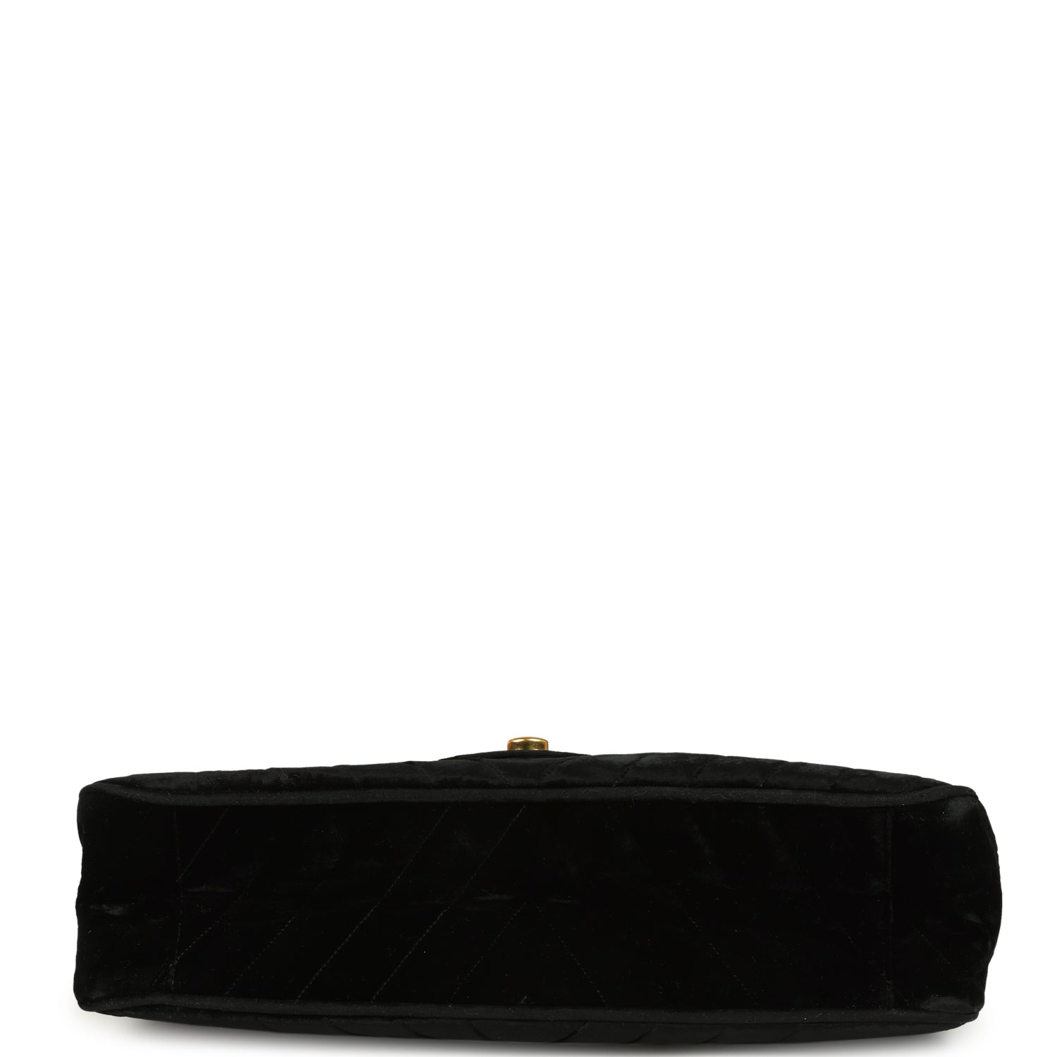 Vintage Chanel XL Classic Chevron Single Flap Bag Black Velvet Gold Hardware