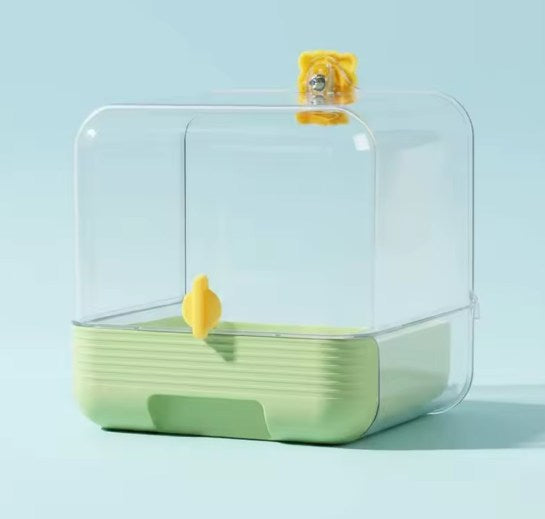 Water-Resistant Parrot Bath Large Space Parrot Shower Tub Hanging Avian Bath Enclosure Easy to Pet Hygiene Supplies Drawer