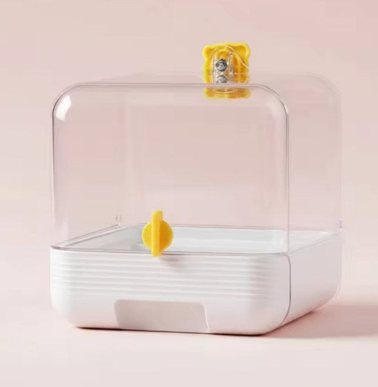 Water-Resistant Parrot Bath Large Space Parrot Shower Tub Hanging Avian Bath Enclosure Easy to Pet Hygiene Supplies Drawer